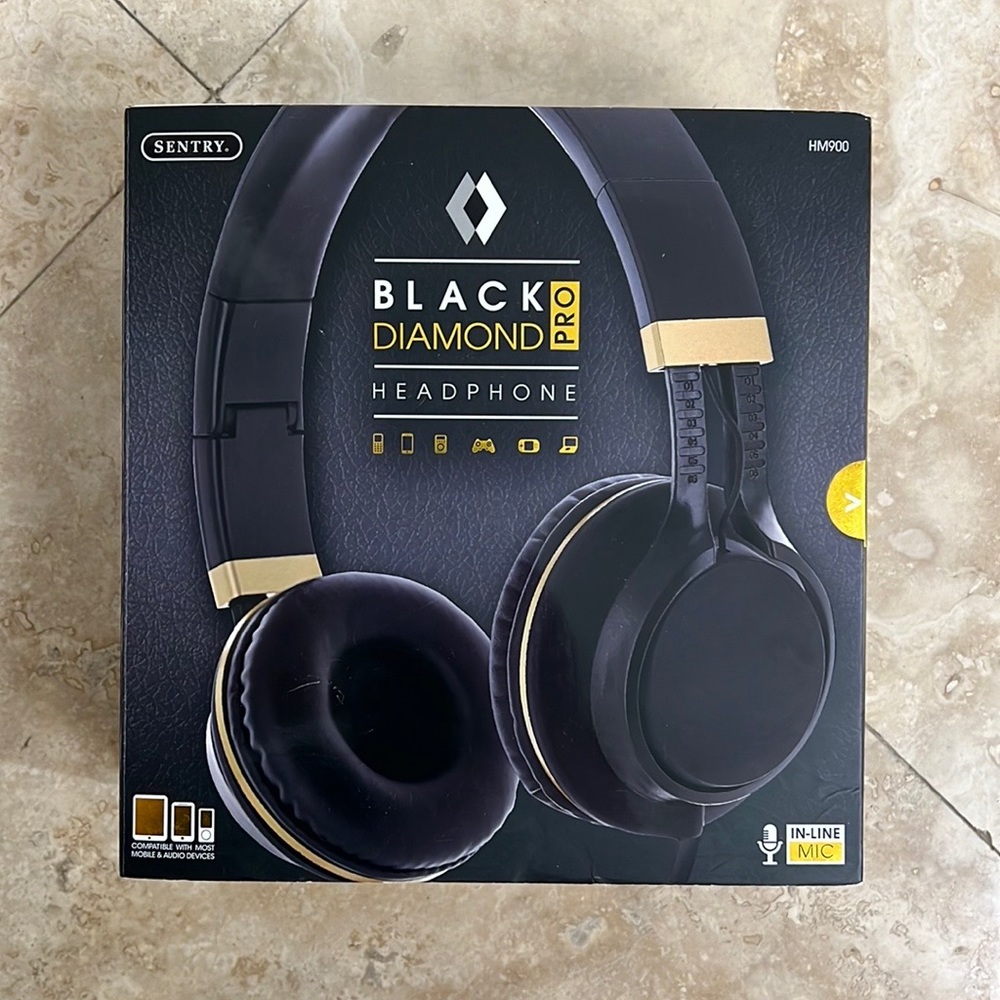 new nwt bLack diamond pro headphones sentry inline microphone speaker cable